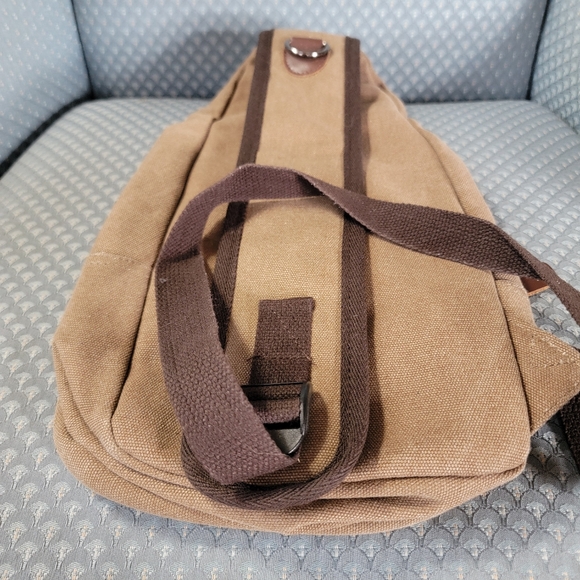 Tao Tao Tan/Brown Canvas Sling Bag/Crossbody - Picture 8 of 8